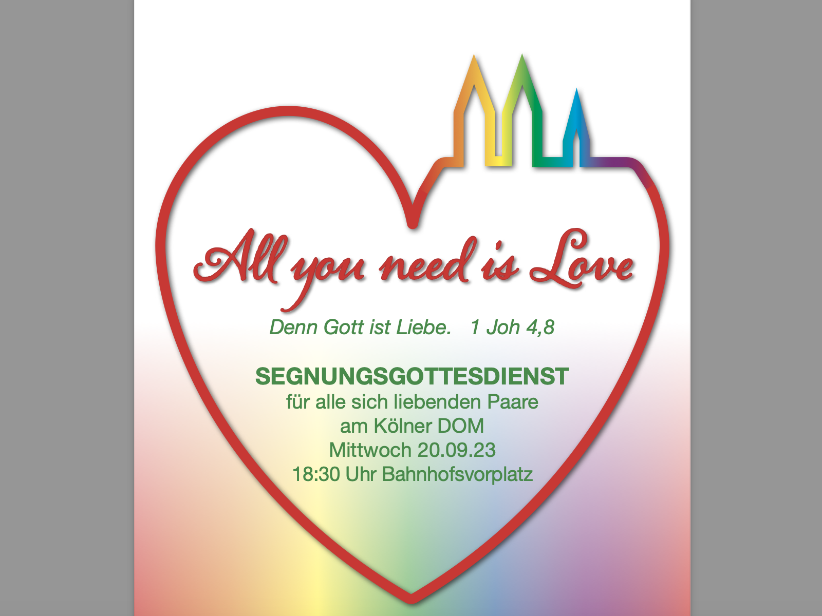 Köln, 20. September 2023/Einladung zum Segnungungsgottesdienst in Köln